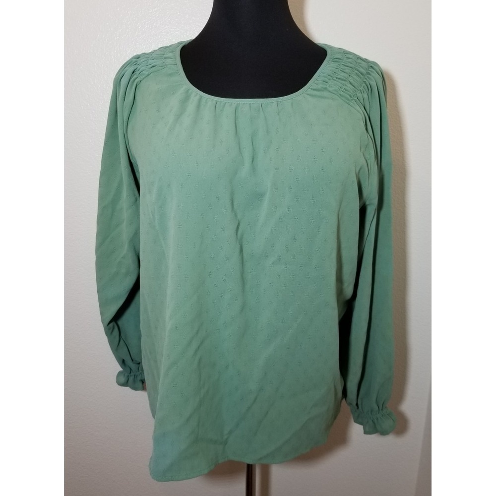 Jessica Simpson Womens XXL Sage Green Balloon Sleeve Blouse Peasant Boho Cottage